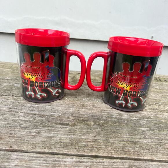 Vintage 90s Snap-on Tools ThermoServ Charging to New Horizons Coffee Mug Set 2 - Picture 2 of 6